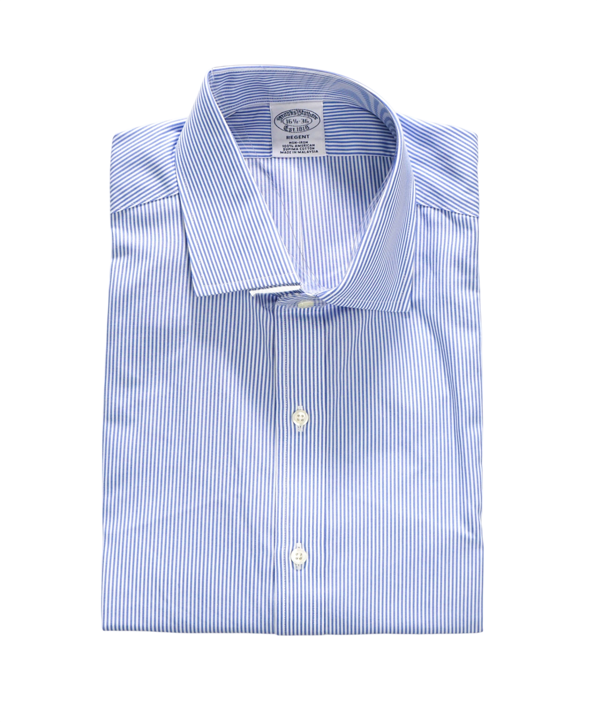 $128 BROOKS BROTHERS - Blue Stripe Non-Iron "REGENT" Shirt - 16.5 - 36