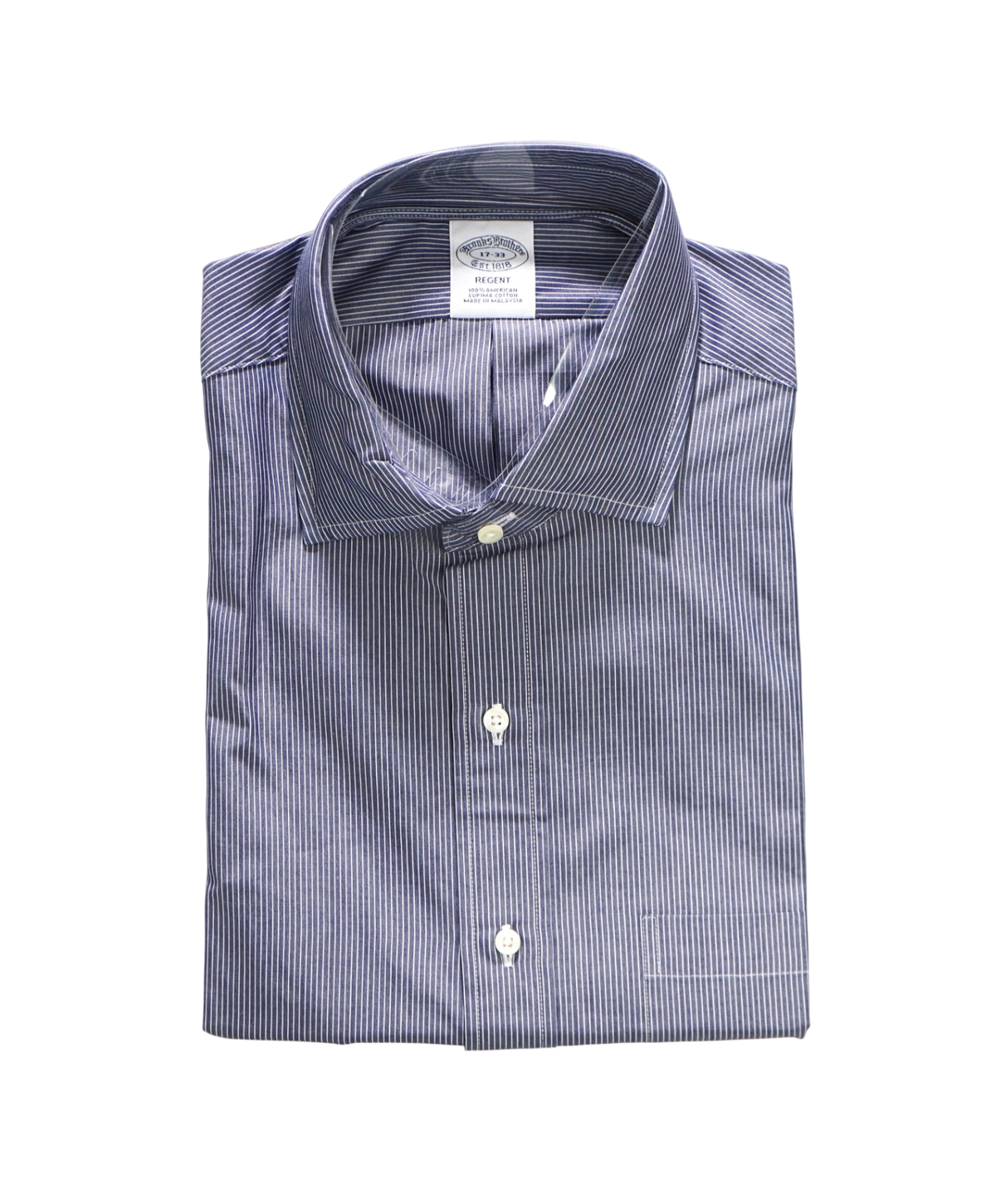 $128 BROOKS BROTHERS - Blue Stripe Non-Iron "REGENT" Shirt - 17 - 33