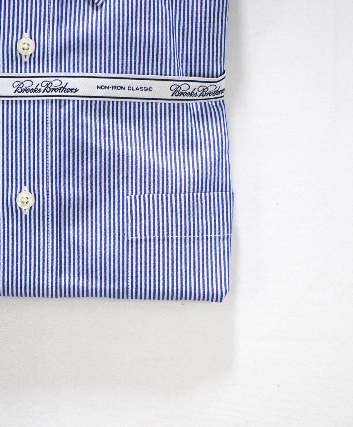 $128 BROOKS BROTHERS - Blue Stripe NON-IRON "Classic" Shirt - 16.5 - 34