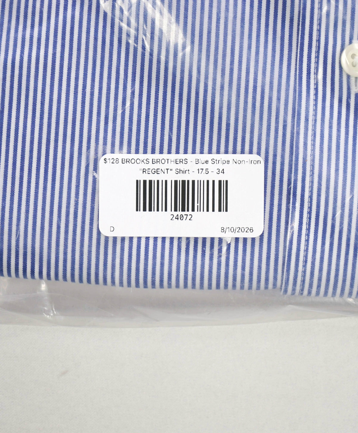 $128 BROOKS BROTHERS - Blue Stripe Non-Iron "REGENT" Shirt - 17.5 - 34