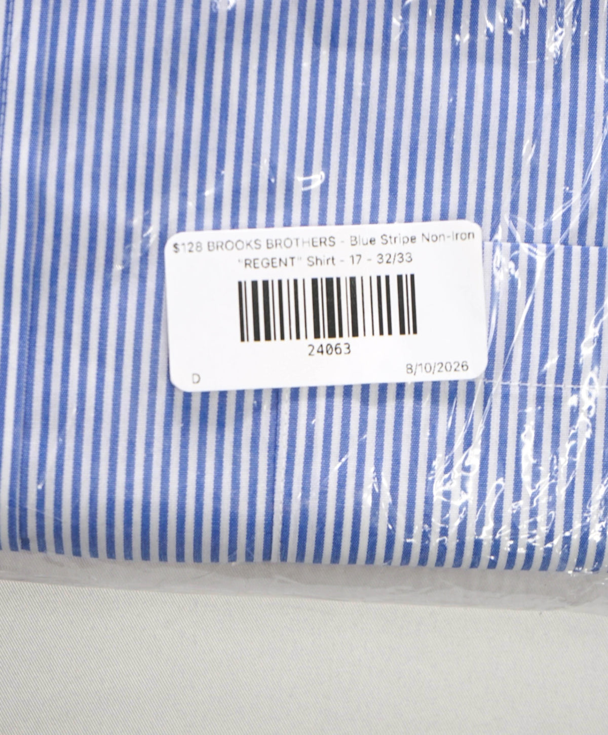 $128 BROOKS BROTHERS - Blue Stripe Non-Iron "REGENT" Shirt - 17 - 32/33