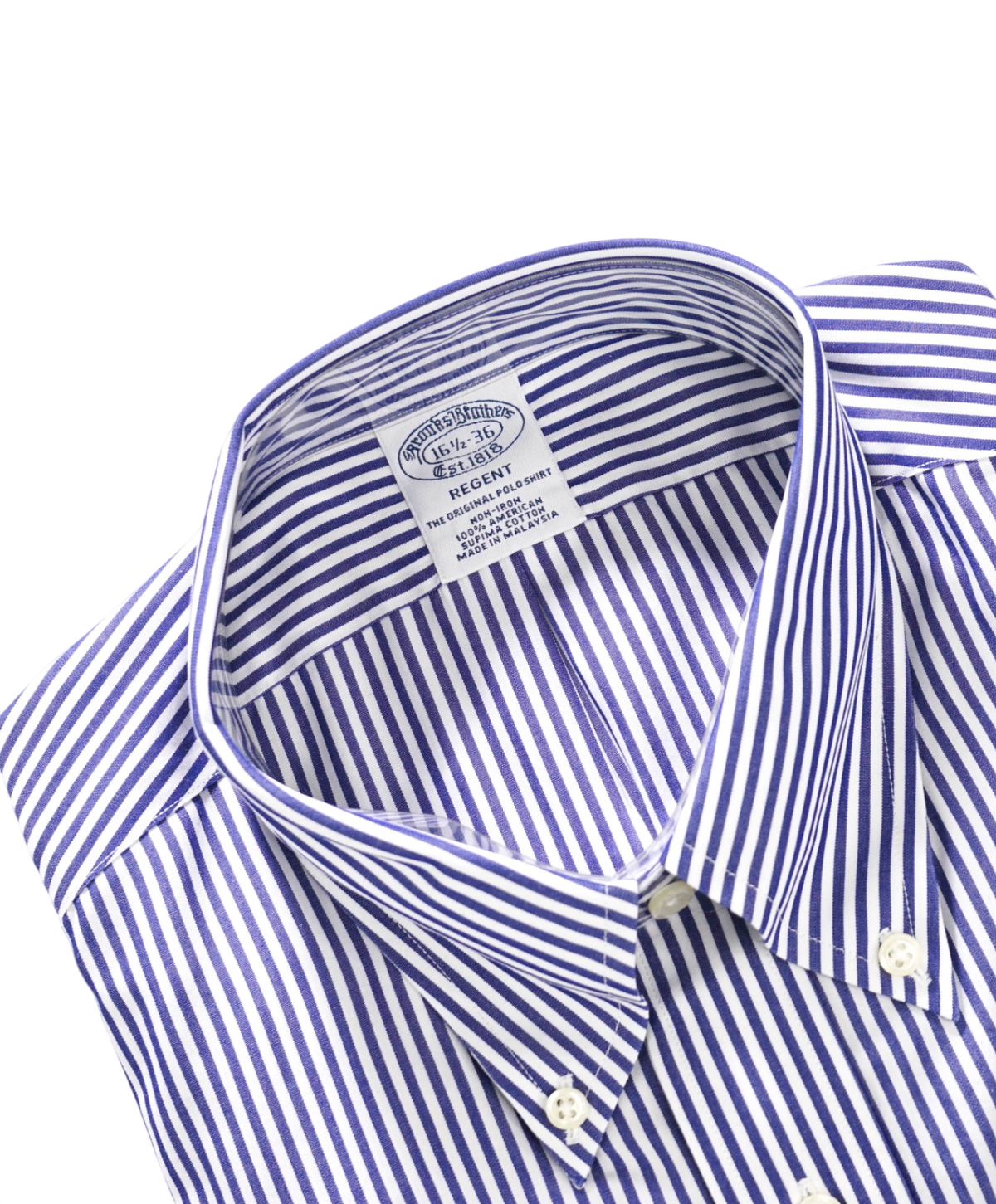 $128 BROOKS BROTHERS - Blue Stripe Non-Iron "REGENT" Shirt - 16.5 - 36