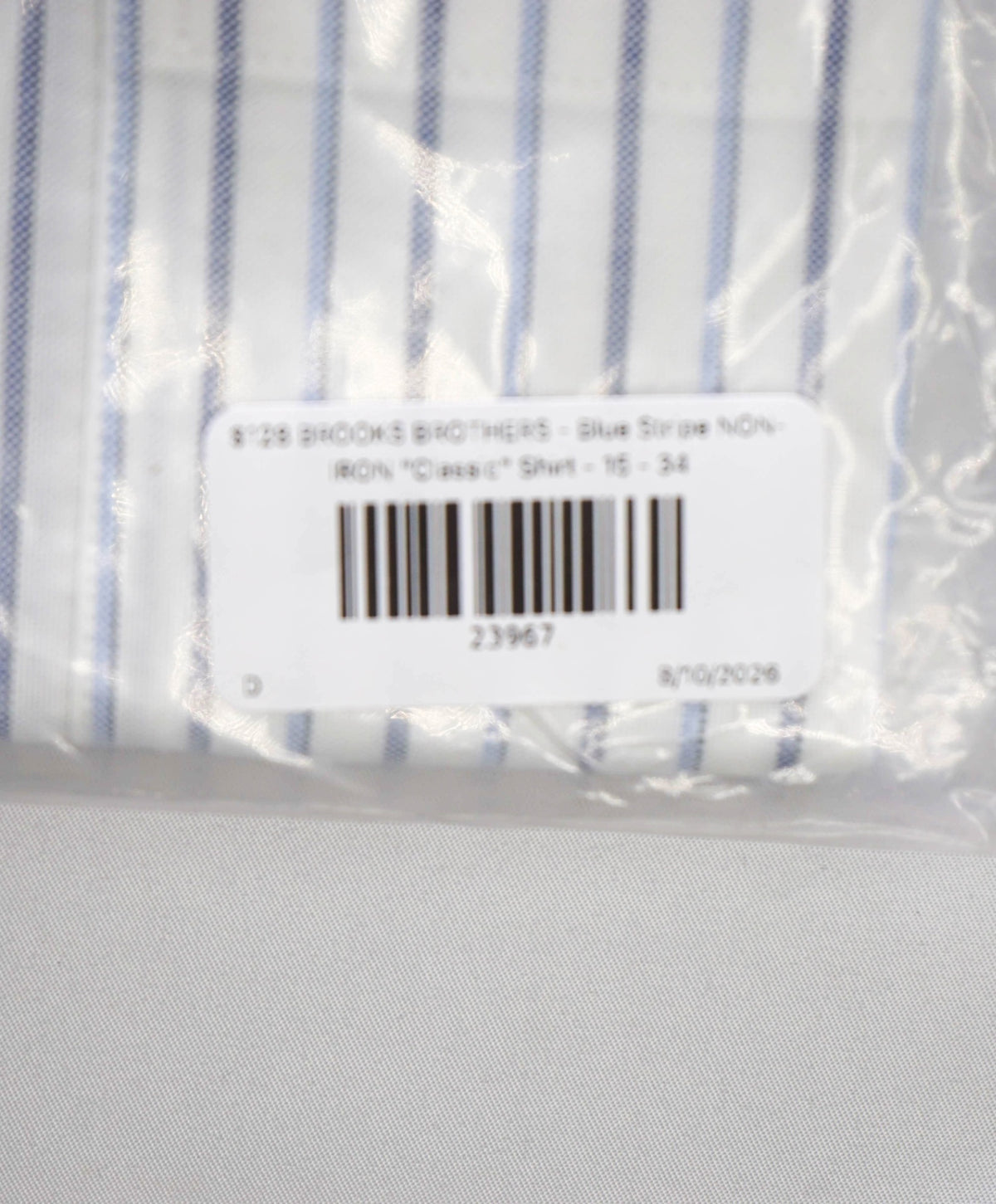 $128 BROOKS BROTHERS - Blue Stripe NON-IRON "Classic" Shirt - 15 - 34