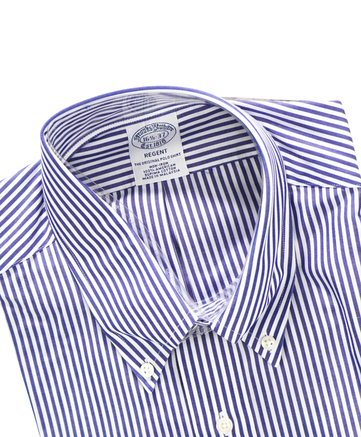 $128 BROOKS BROTHERS - Blue Stripe NON-IRON "REGENT" Shirt - 16.5 - 37