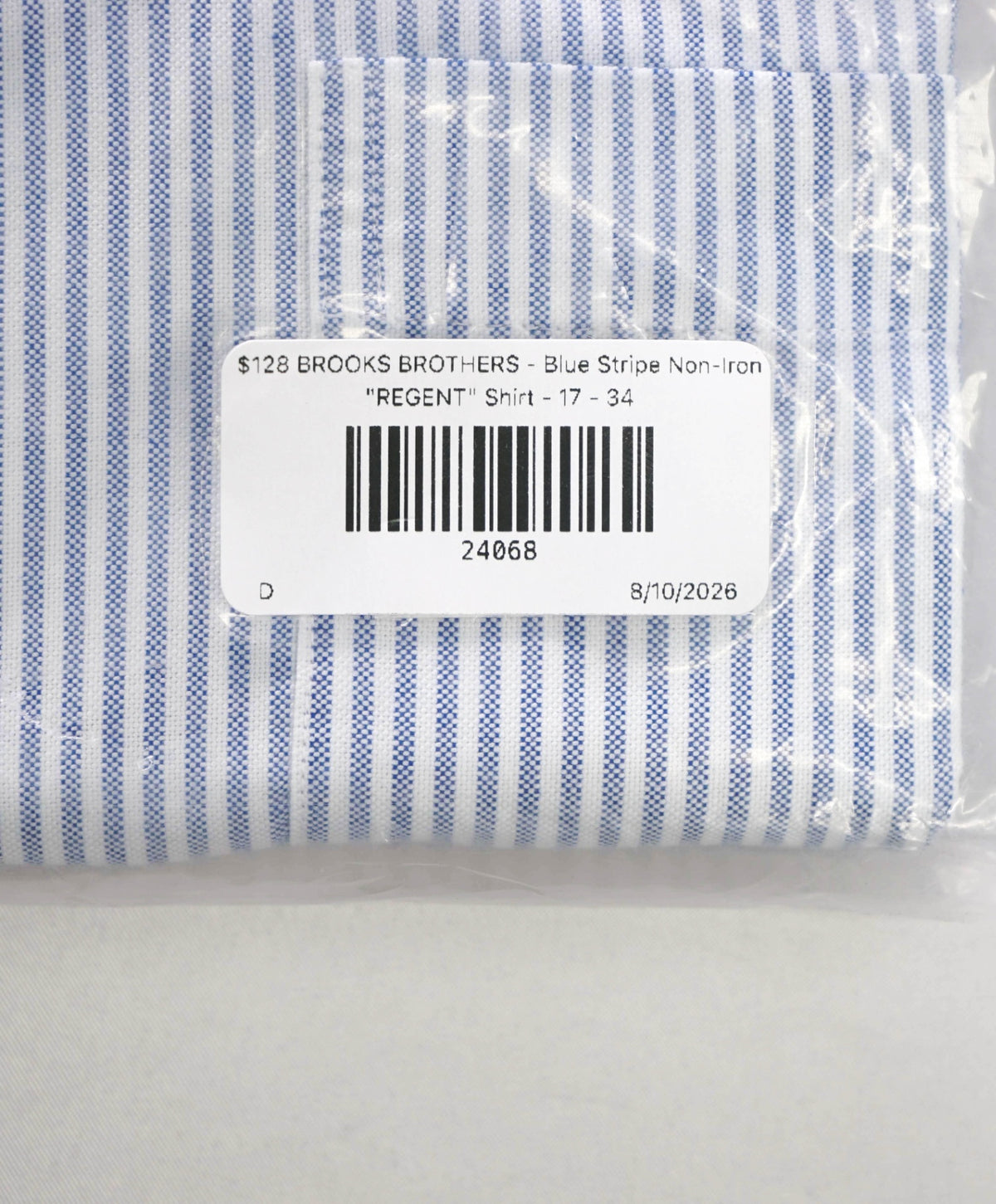 $128 BROOKS BROTHERS - Blue Stripe Non-Iron "REGENT" Shirt - 17 - 34