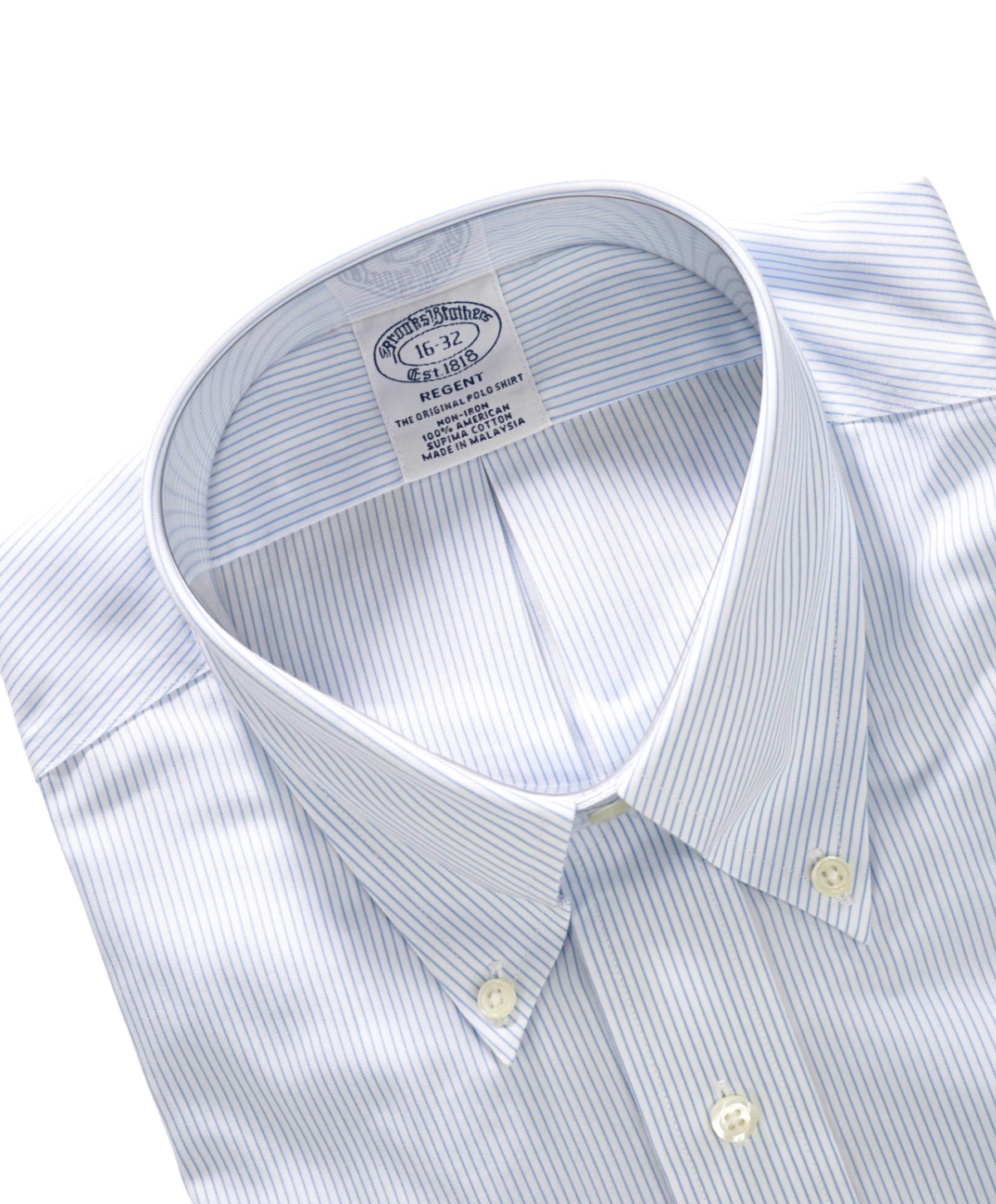 $128 BROOKS BROTHERS - Blue Stripe Non-Iron "REGENT" Shirt - 16 - 32