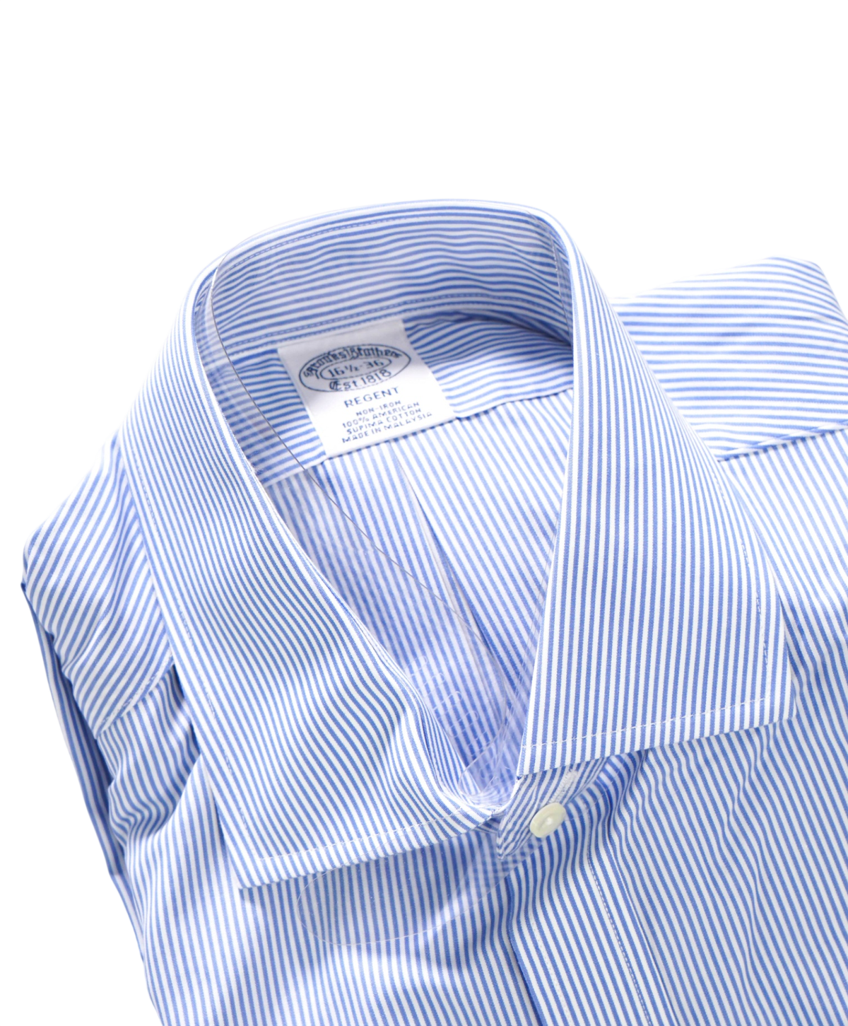 $128 BROOKS BROTHERS - Blue Stripe Non-Iron "REGENT" Shirt - 16.5 - 36