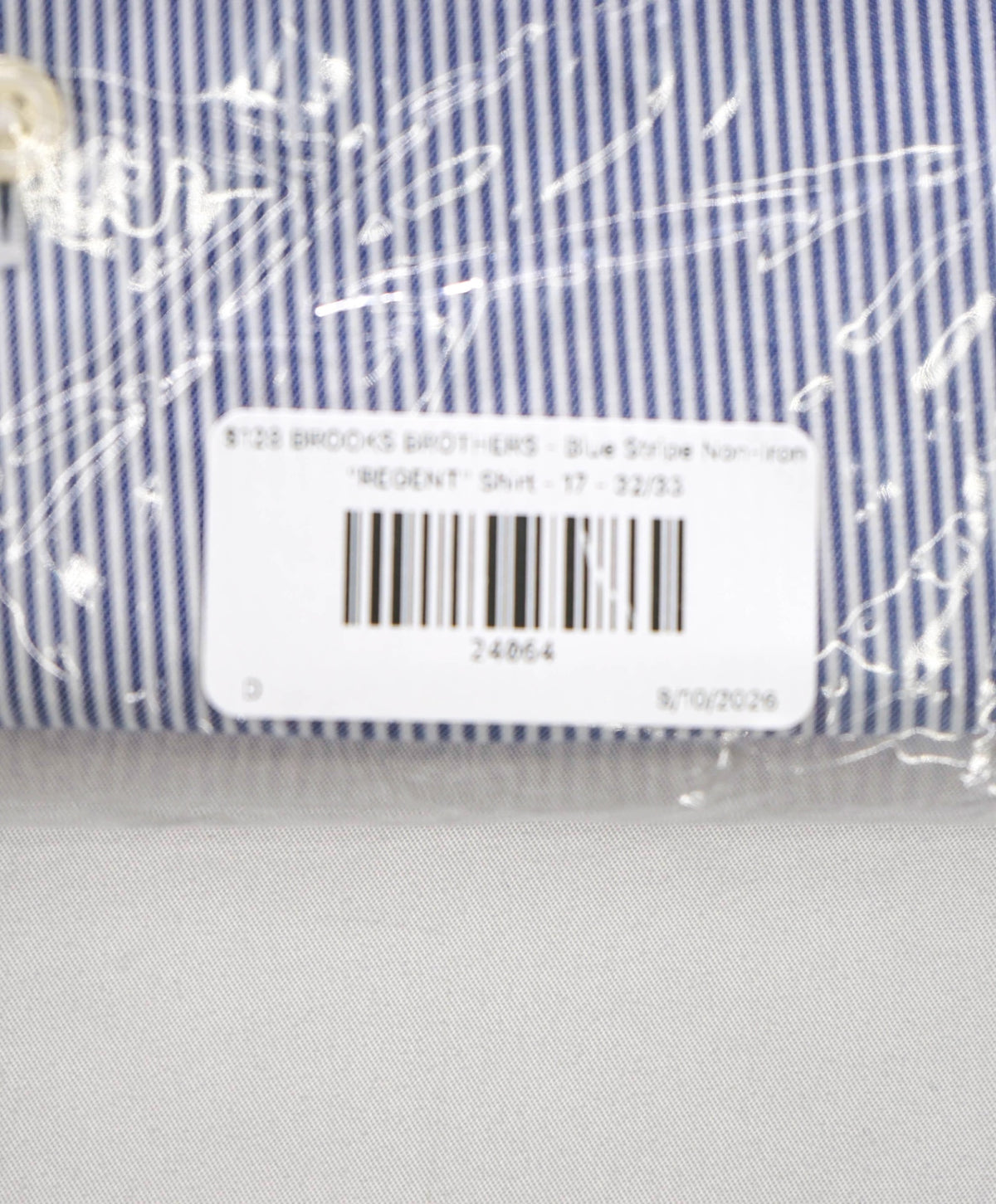 $128 BROOKS BROTHERS - Blue Stripe Non-Iron "REGENT" Shirt - 17 - 32/33
