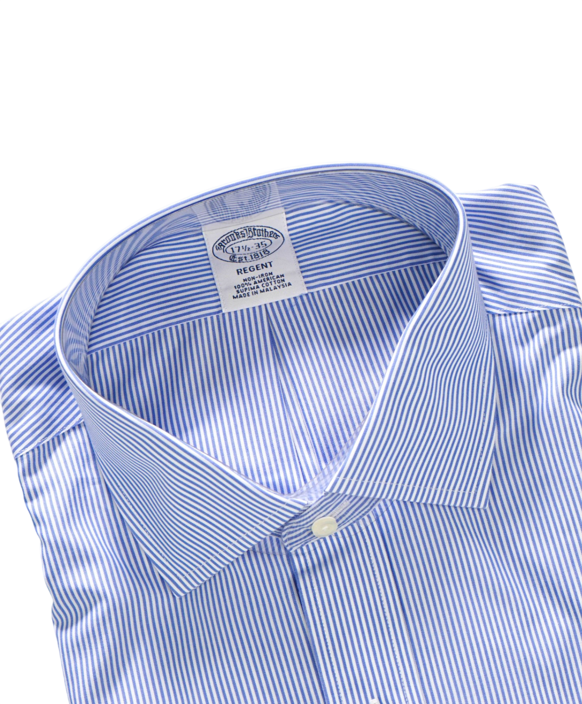 $128 BROOKS BROTHERS - Blue Stripe Non-Iron "REGENT" Shirt - 17.5 - 35