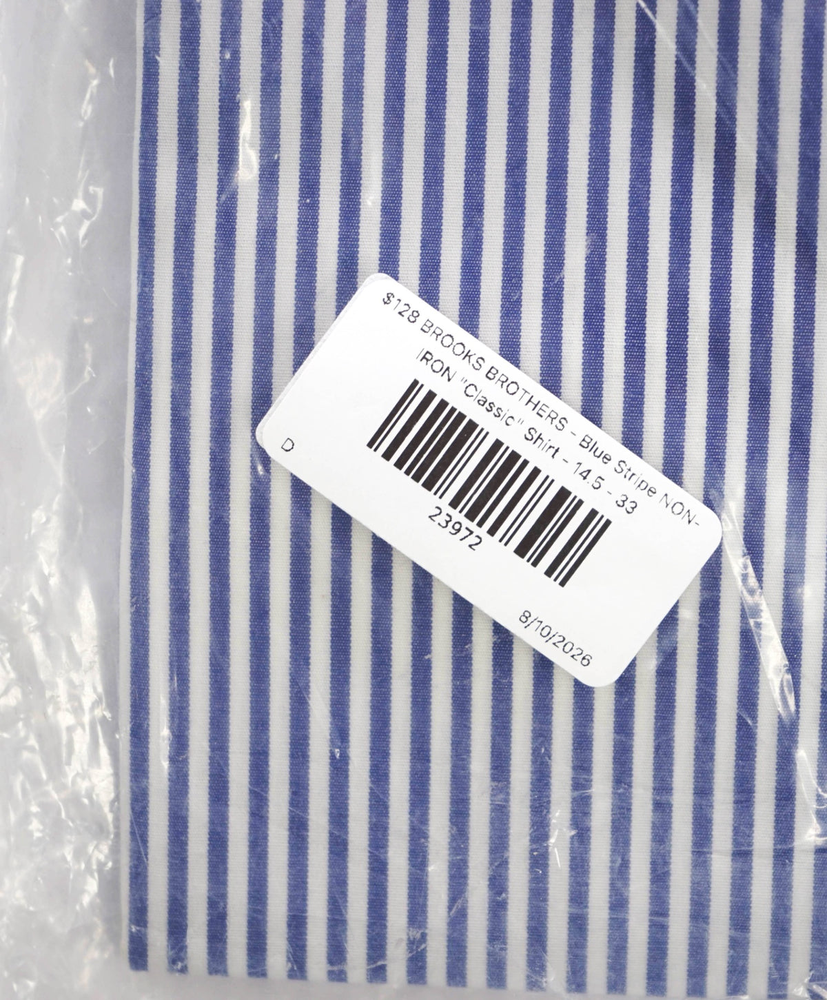 $128 BROOKS BROTHERS - Blue Stripe NON-IRON "Classic" Shirt - 14.5 - 33