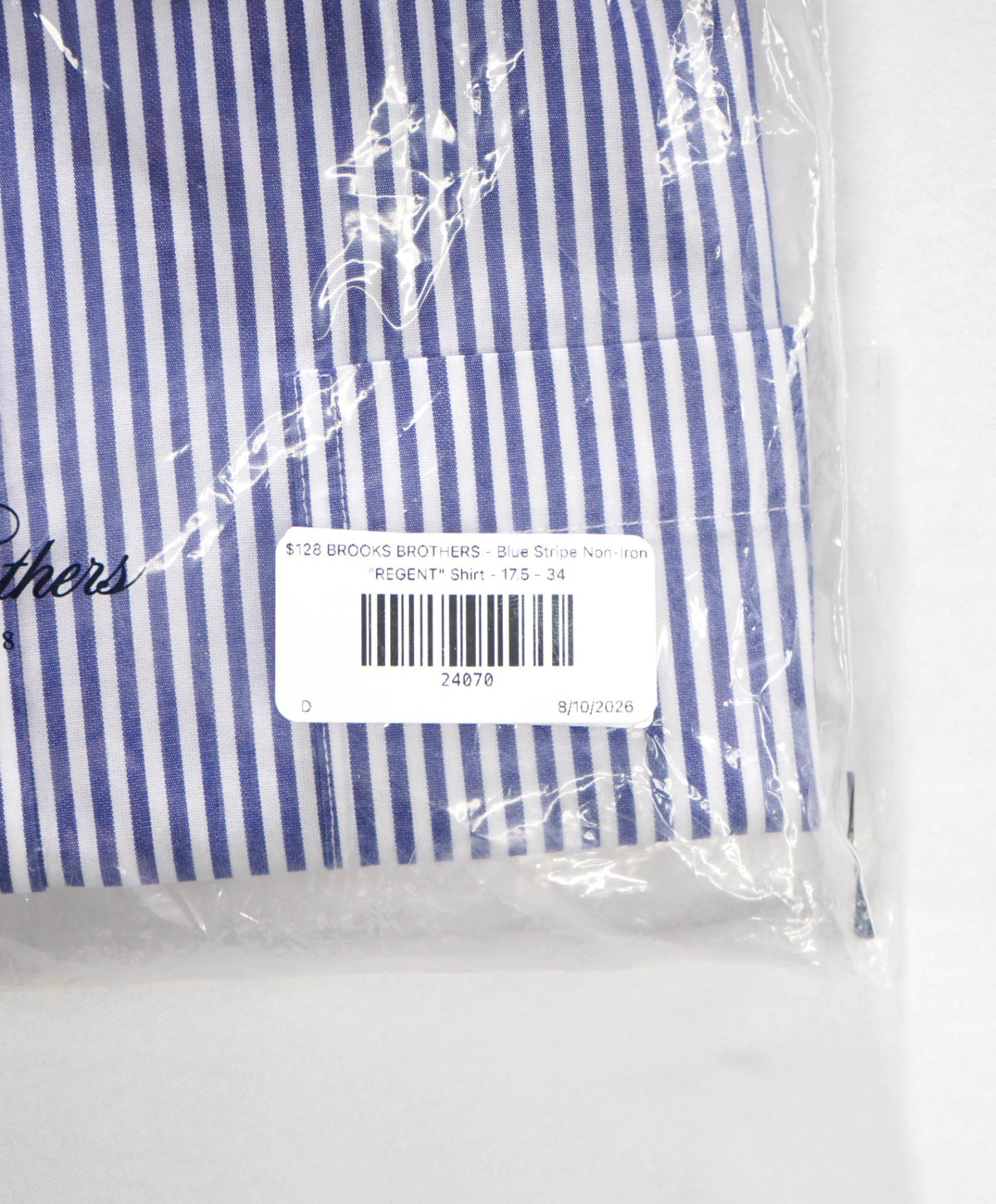 $128 BROOKS BROTHERS - Blue Stripe Non-Iron "REGENT" Shirt - 17.5 - 34