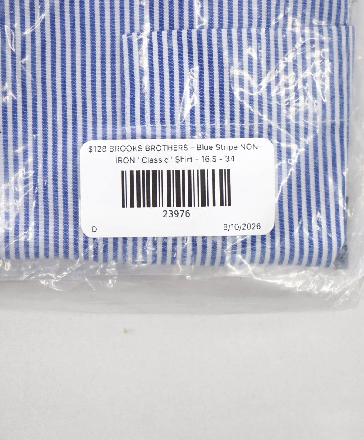 $128 BROOKS BROTHERS - Blue Stripe NON-IRON "Classic" Shirt - 16.5 - 34