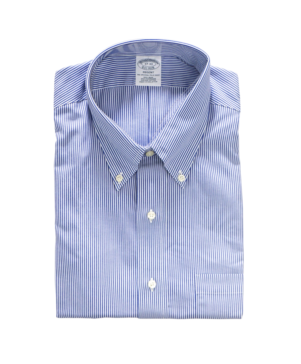 $128 BROOKS BROTHERS - Blue Stripe Non-Iron "REGENT" Shirt - 17 - 33