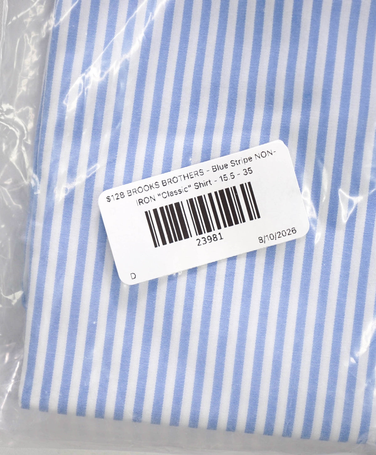 $128 BROOKS BROTHERS - Blue Stripe NON-IRON "Classic" Shirt - 15.5 - 35
