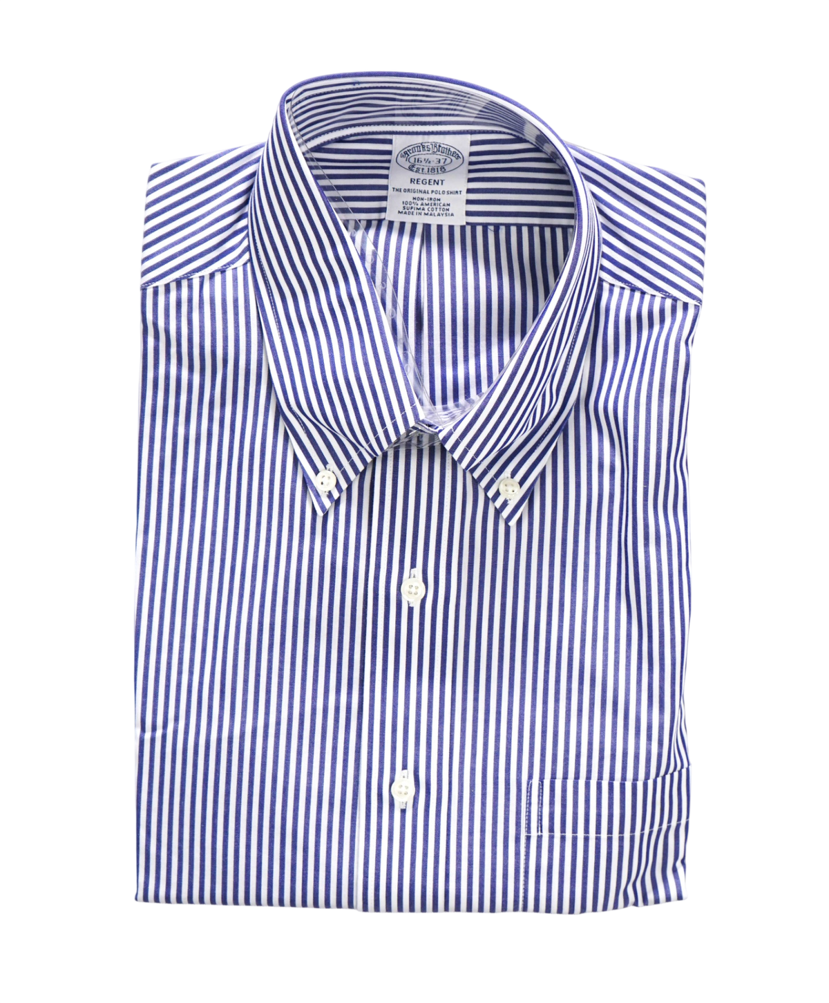 $128 BROOKS BROTHERS - Blue Stripe NON-IRON "REGENT" Shirt - 16.5 - 37