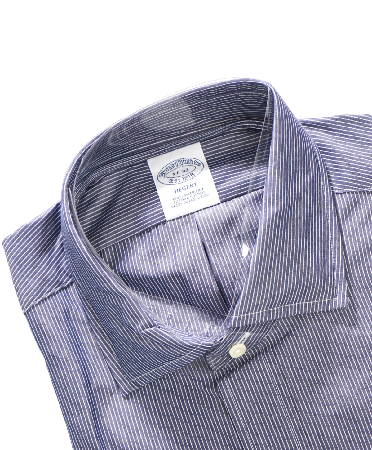 $128 BROOKS BROTHERS - Blue Stripe Non-Iron "REGENT" Shirt - 17 - 33