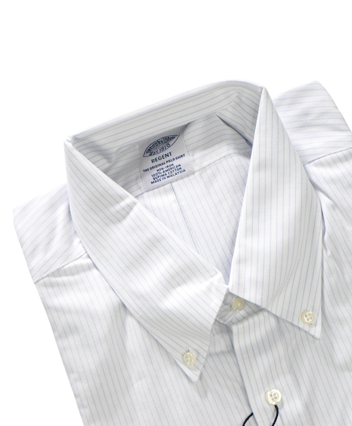 $128 BROOKS BROTHERS - Blue Stripe Non-Iron "REGENT" Shirt - 17 - 35