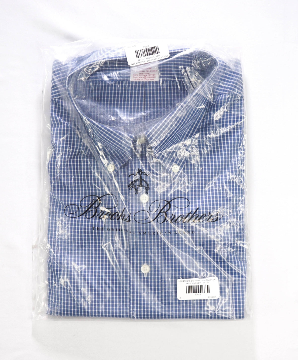 $128 BROOKS BROTHERS - Blue Check NON-IRON "MADISON" - 17 - 34