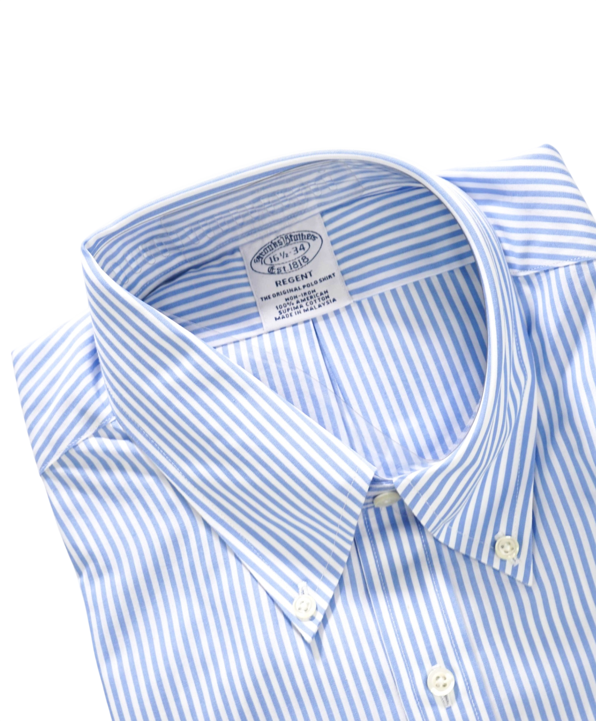 $128 BROOKS BROTHERS - Blue Stripe Non-Iron "REGENT" Shirt - 16.5 - 34