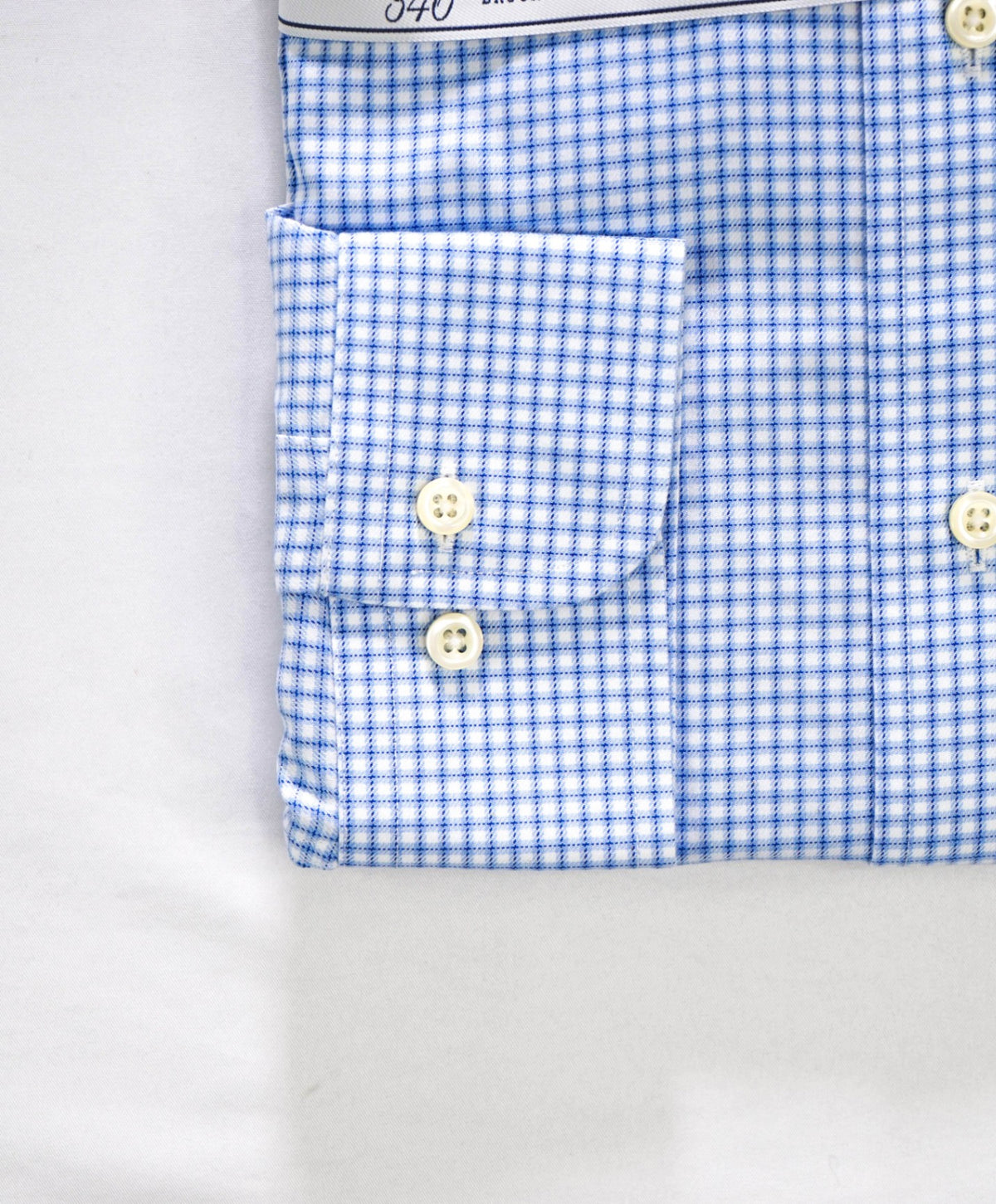 $128 BROOKS BROTHERS - Blue Check NON-IRON "364" SLIM FIT Shirt - 15.5 - 34/35
