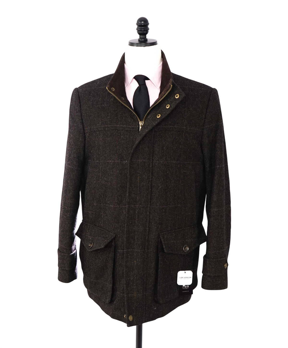 MOON ENGLAND - Herringbone Tweed Heavy Hunting Coat - L