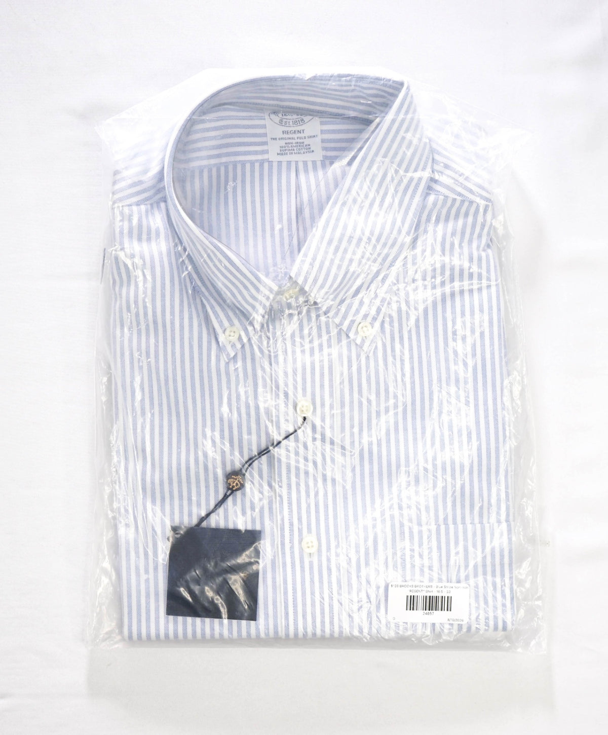 $128 BROOKS BROTHERS - Blue Stripe Non-Iron "REGENT" Shirt - 16.5 - 33