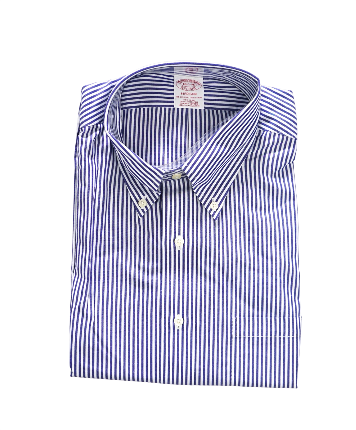 $128 BROOKS BROTHERS - Blue Stripe NON-IRON "MADISON" - 17 - 36