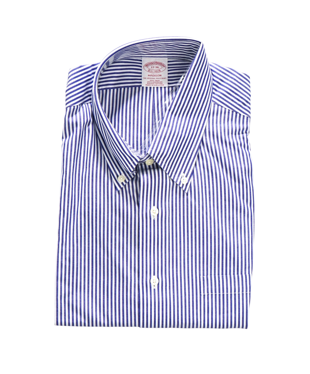 $128 BROOKS BROTHERS - Blue Check NON-IRON "MADISON" - 17 - 36