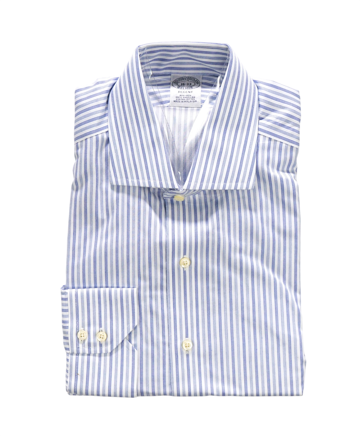 $128 BROOKS BROTHERS - Blue Stripe Non-Iron "REGENT" Shirt - 16 - 33