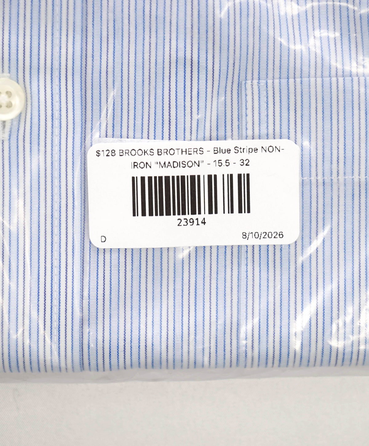$128 BROOKS BROTHERS - Blue Stripe NON-IRON "MADISON" - 15.5 - 32