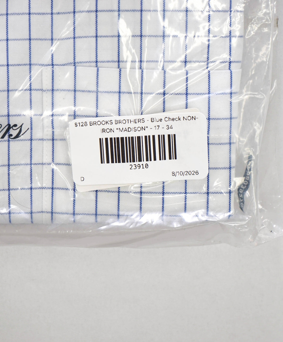 $128 BROOKS BROTHERS - Blue Check NON-IRON "MADISON" - 17 - 34