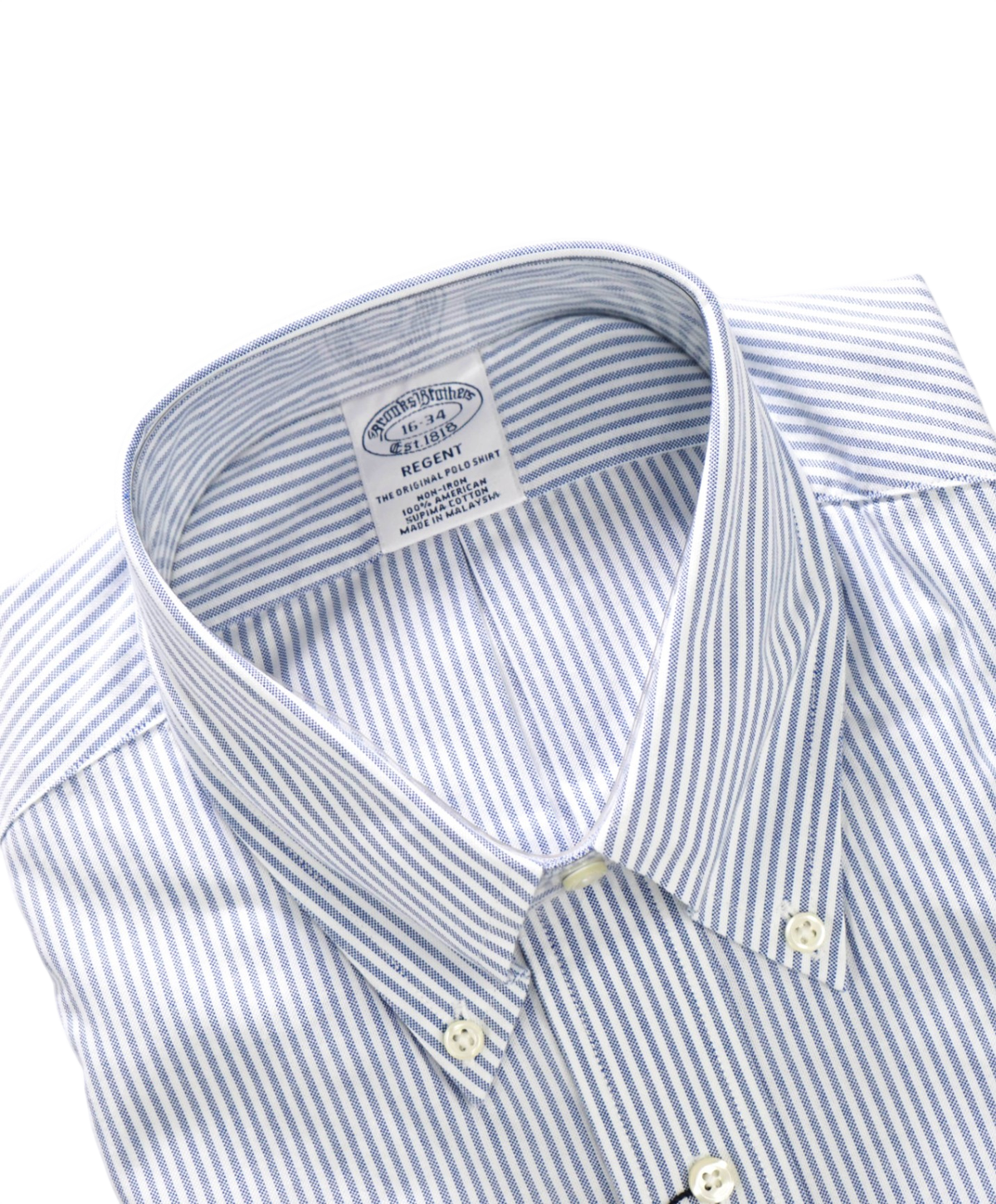 $128 BROOKS BROTHERS - Blue Stripe Non-Iron "REGENT" Shirt - 16 - 34