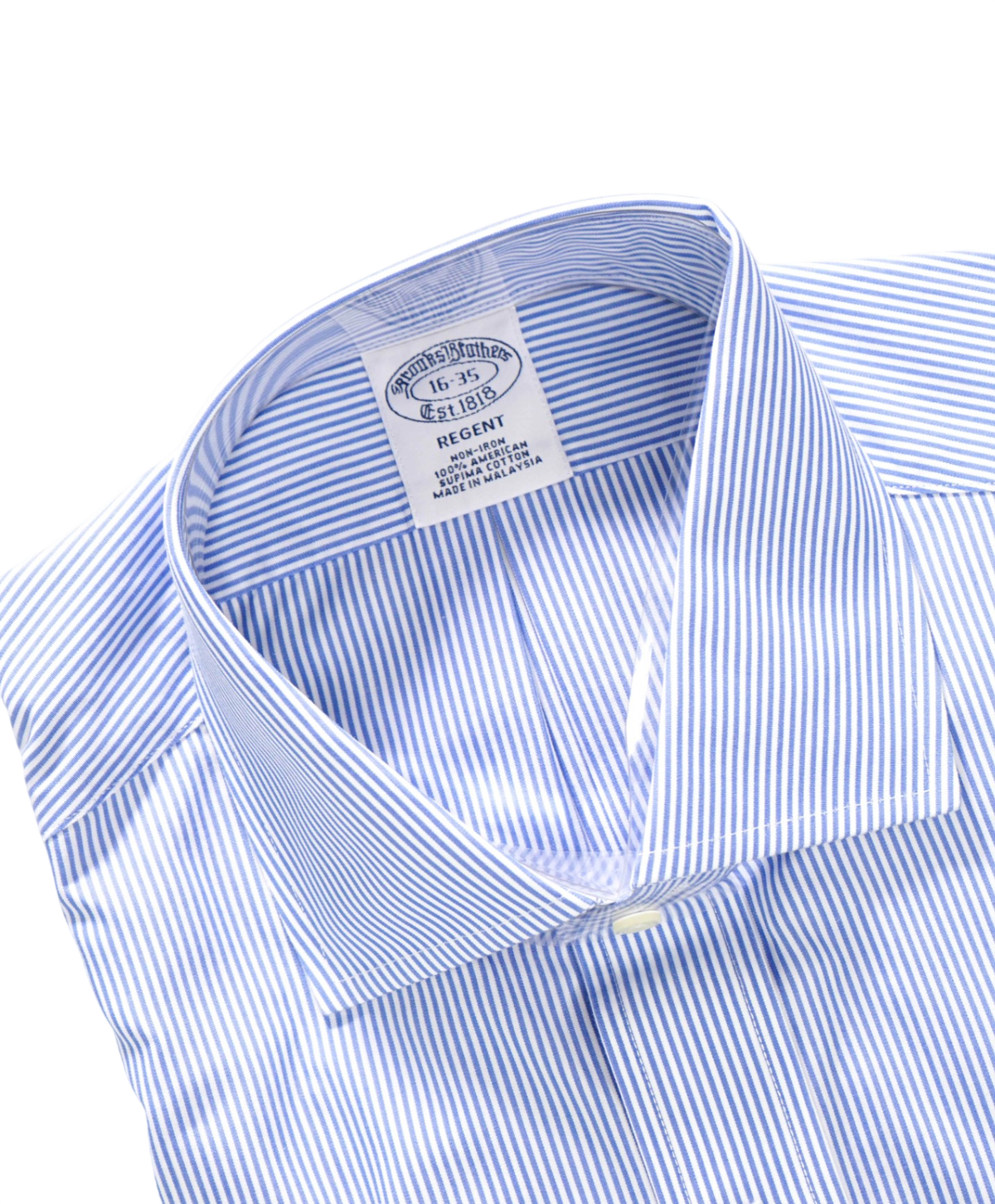 $128 BROOKS BROTHERS - Blue Stripe Non-Iron "REGENT" Shirt - 16 - 35
