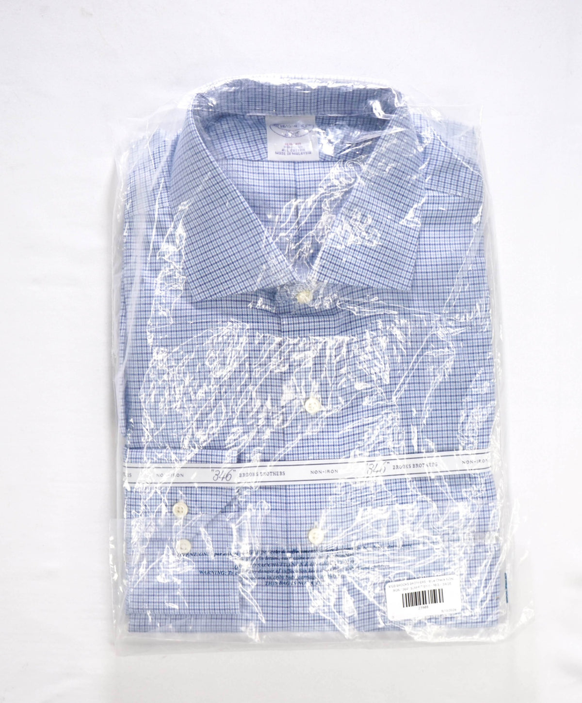$128 BROOKS BROTHERS - Blue Check NON-IRON "364" SLIM FIT Shirt - 16.5 - 34/35