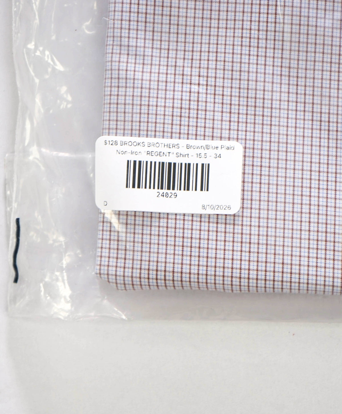 $128 BROOKS BROTHERS - Brown/Blue Micro Plaid Non-Iron "REGENT" Shirt - 15.5 - 34