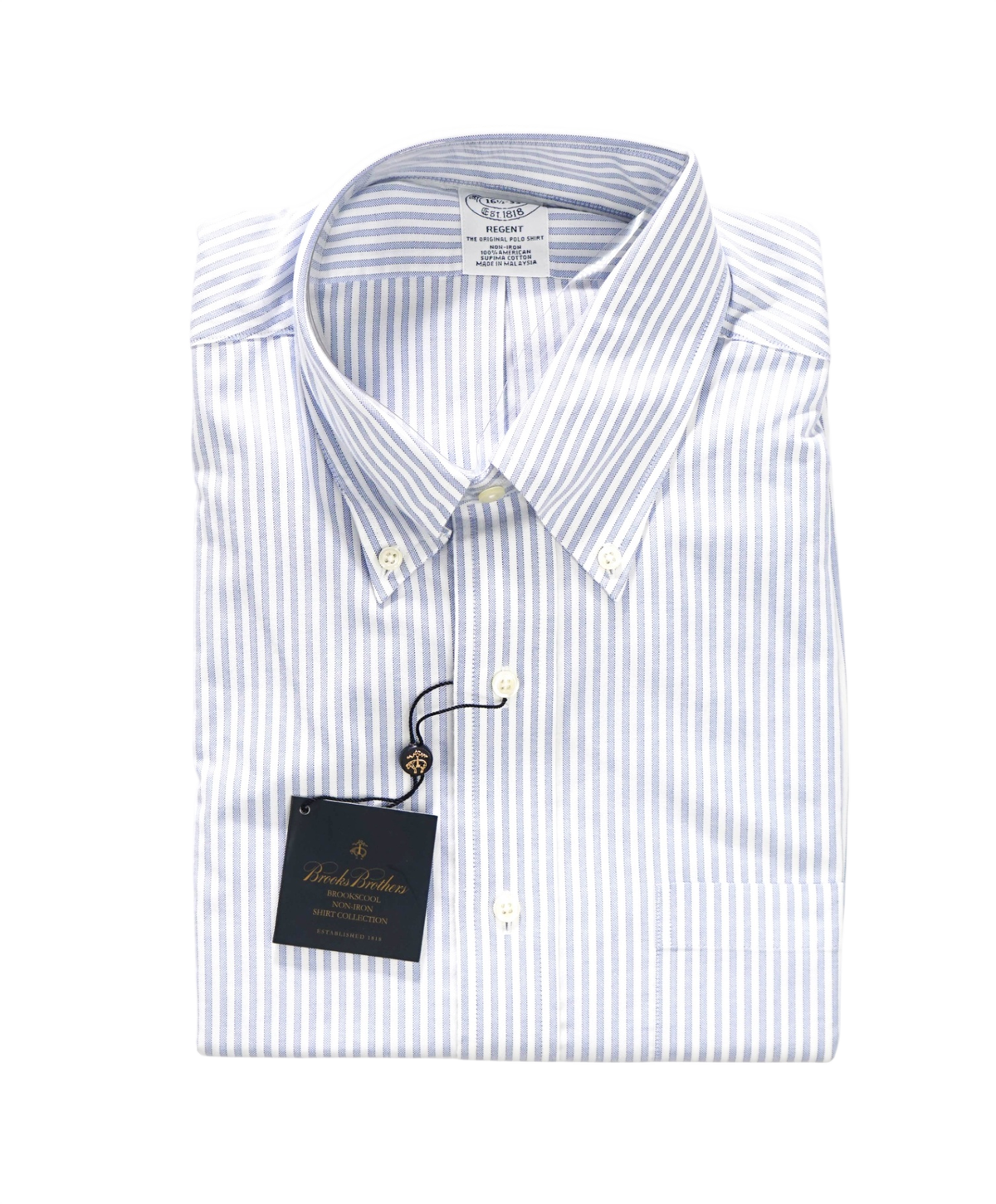 $128 BROOKS BROTHERS - Blue Stripe Non-Iron "REGENT" Shirt - 16.5 - 33