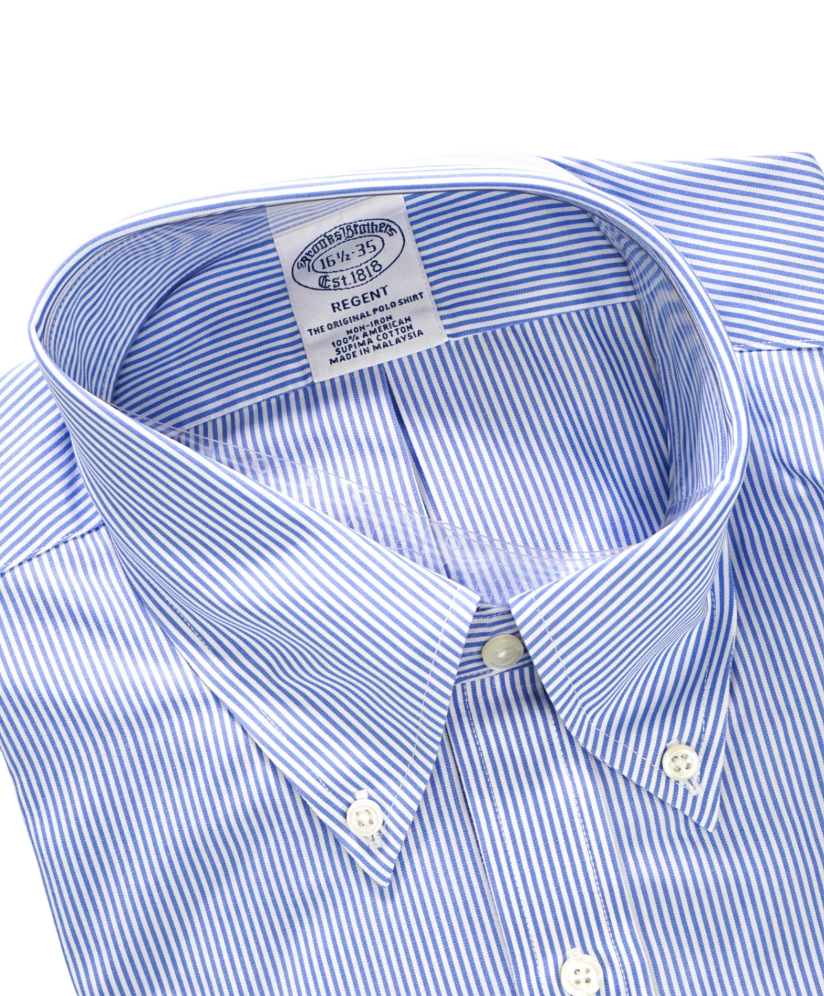 $128 BROOKS BROTHERS - Blue Stripe Non-Iron "REGENT" Shirt - 16.5 - 35
