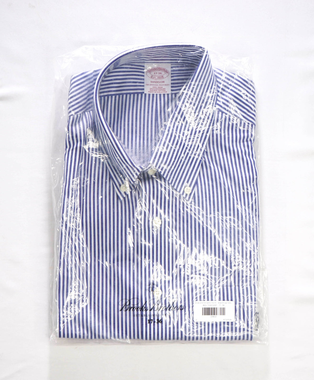 $128 BROOKS BROTHERS - Blue Check NON-IRON "MADISON" - 17 - 36