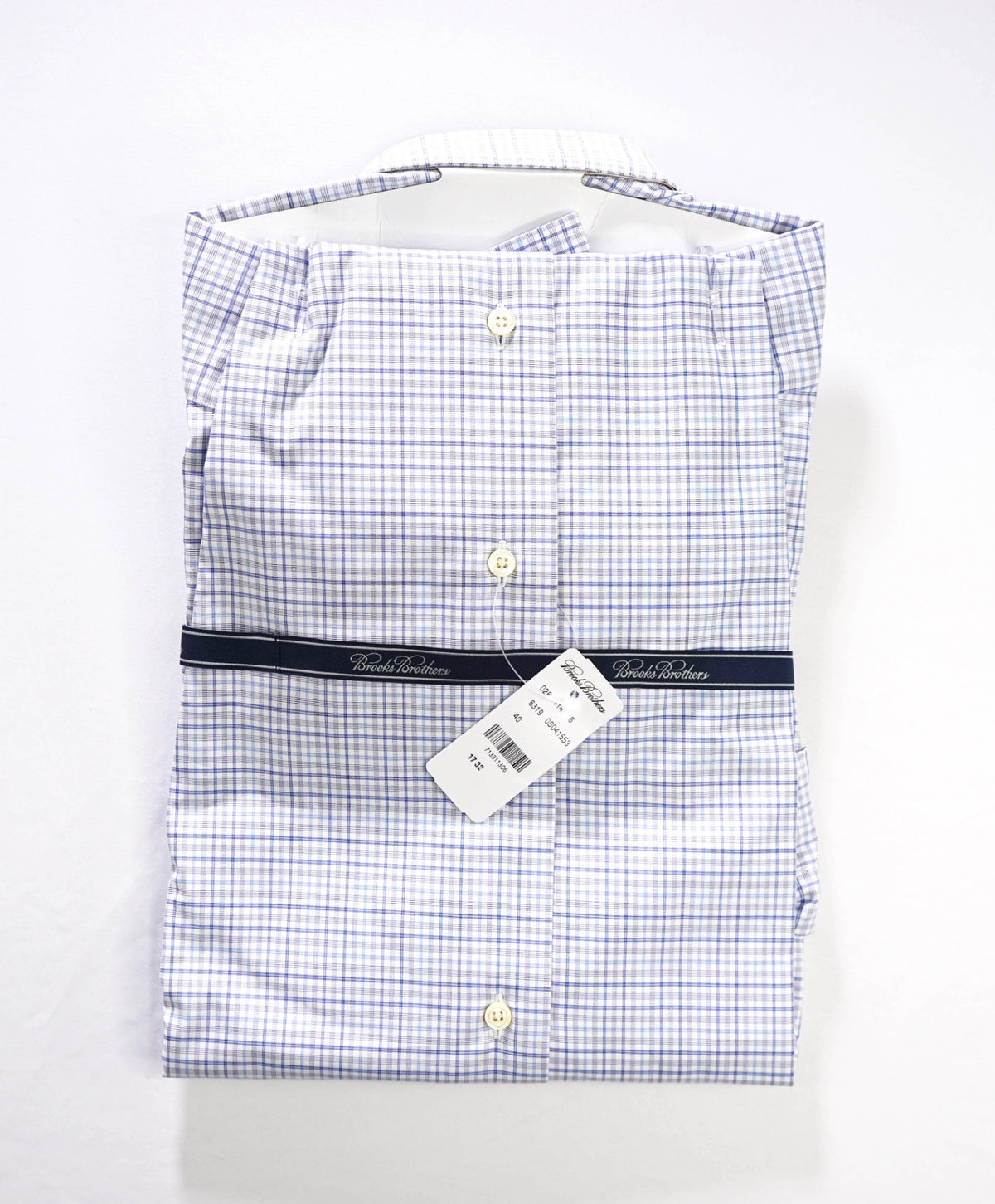 $198 BROOKS BROTHERS - Blue Plaid MADE IN USA "REGENT" Shirt - 16 - 32