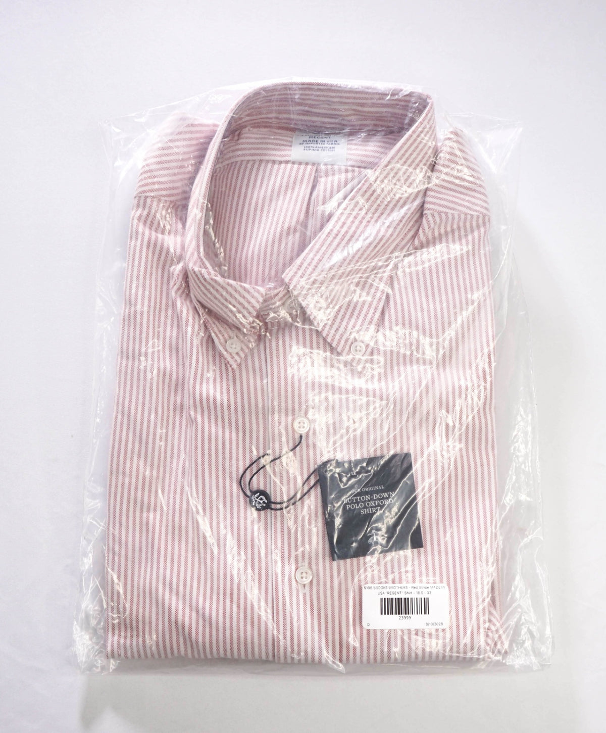 $198 BROOKS BROTHERS - Red Stripe MADE IN USA "REGENT" Shirt - 16.5 - 33