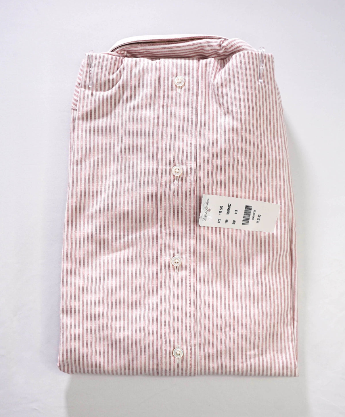 $198 BROOKS BROTHERS - Red Stripe MADE IN USA "REGENT" Shirt - 16.5 - 33