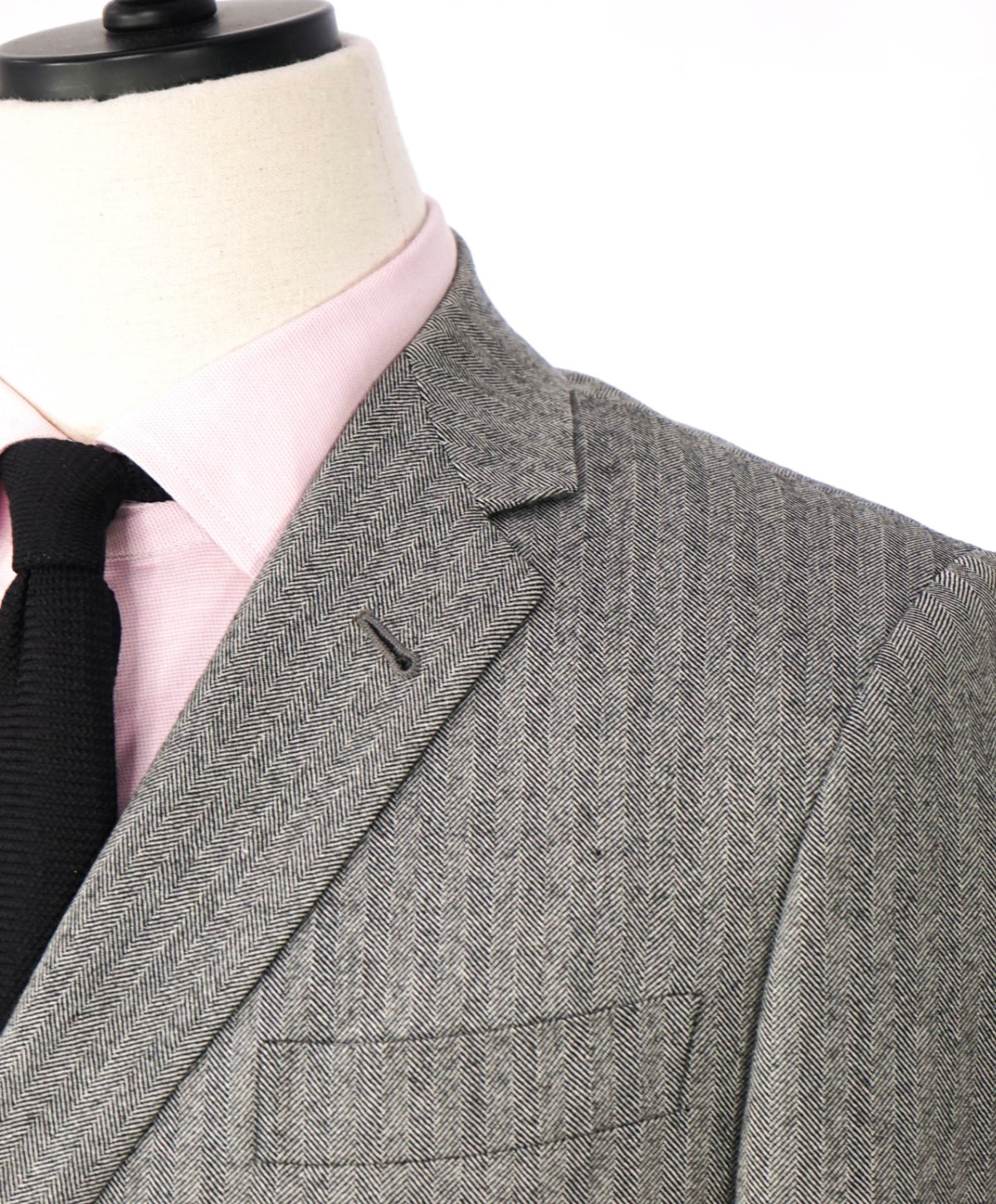 BLACK FLEECE - Gray Herringbone Double Breasted Suit- 36 US