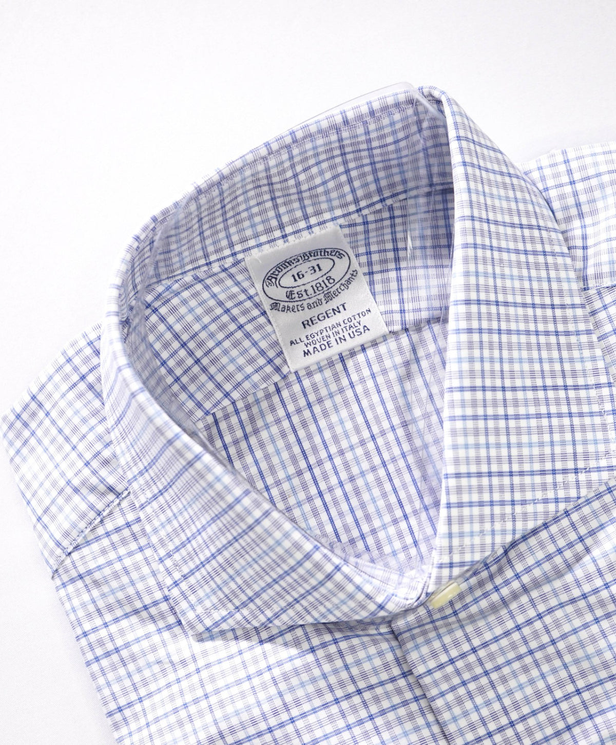 $198 BROOKS BROTHERS - Blue Plaid MADE IN USA "REGENT" Shirt - 16 - 31