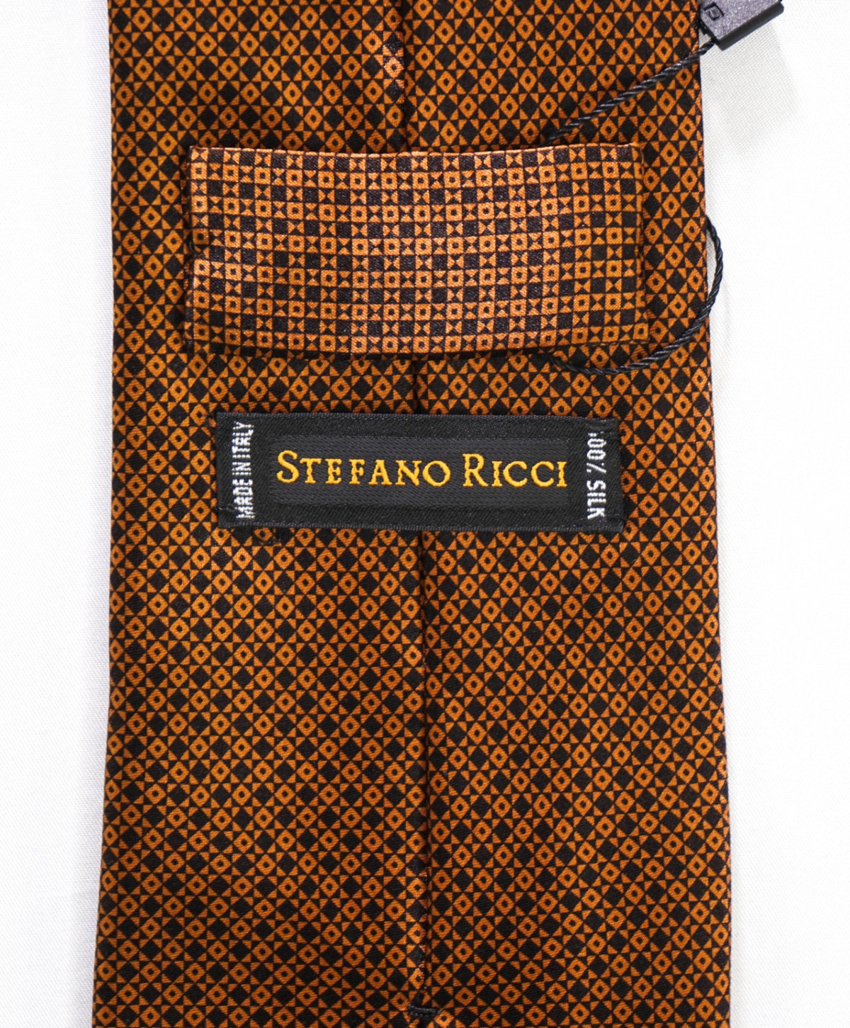 $350 STEFANO RICCI - Brown/Black Micro Geometric Pure Silk - 3.5" Tie