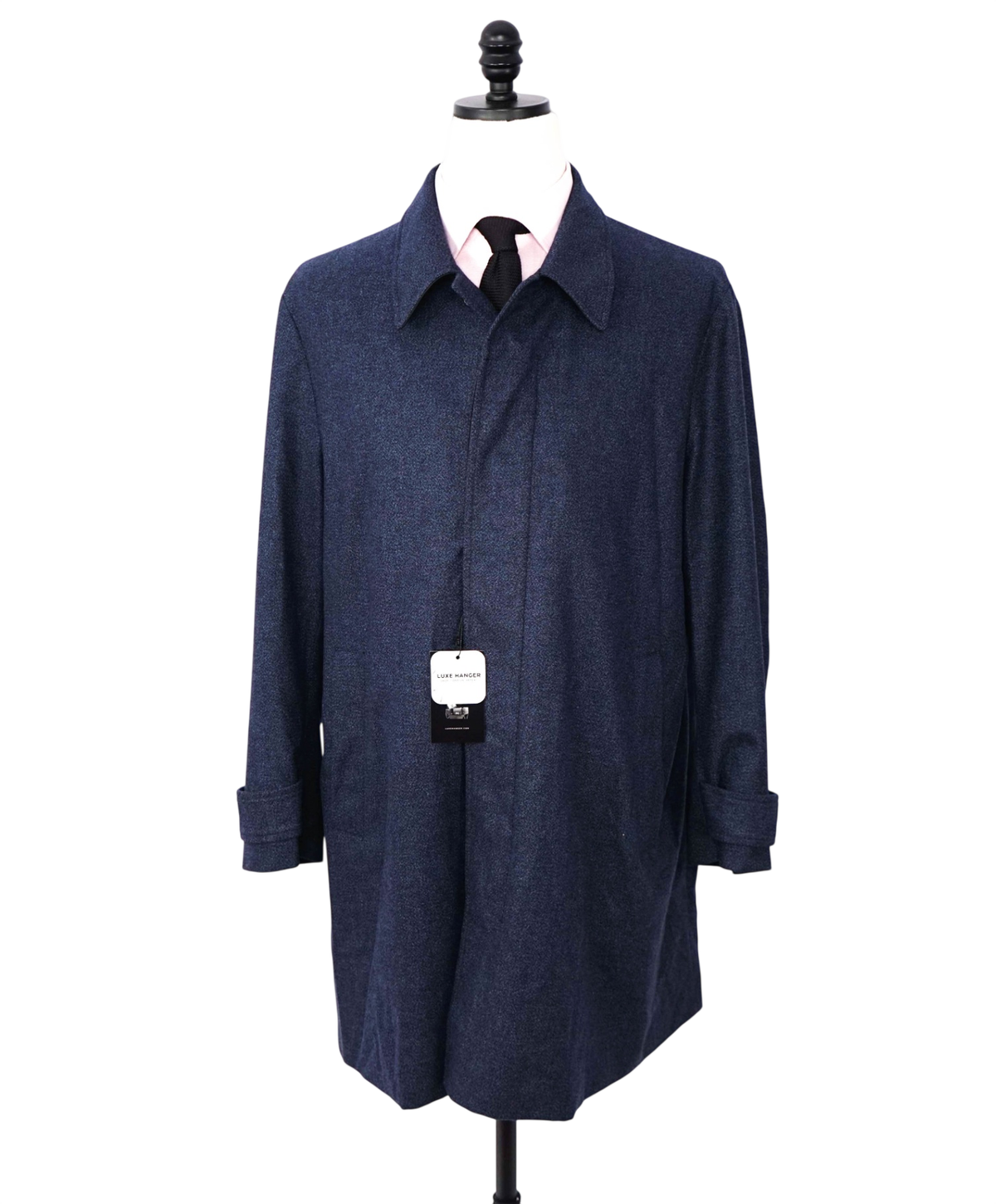 $2,720 CANALI - Navy Blue Cashmere Coat - 44R