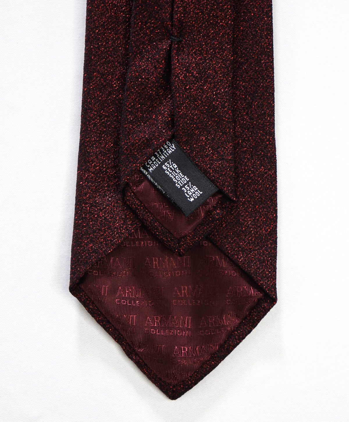 $245 ARMANI COLLEZIONI - Red Textured Silk/Wool - 2.75" Tie