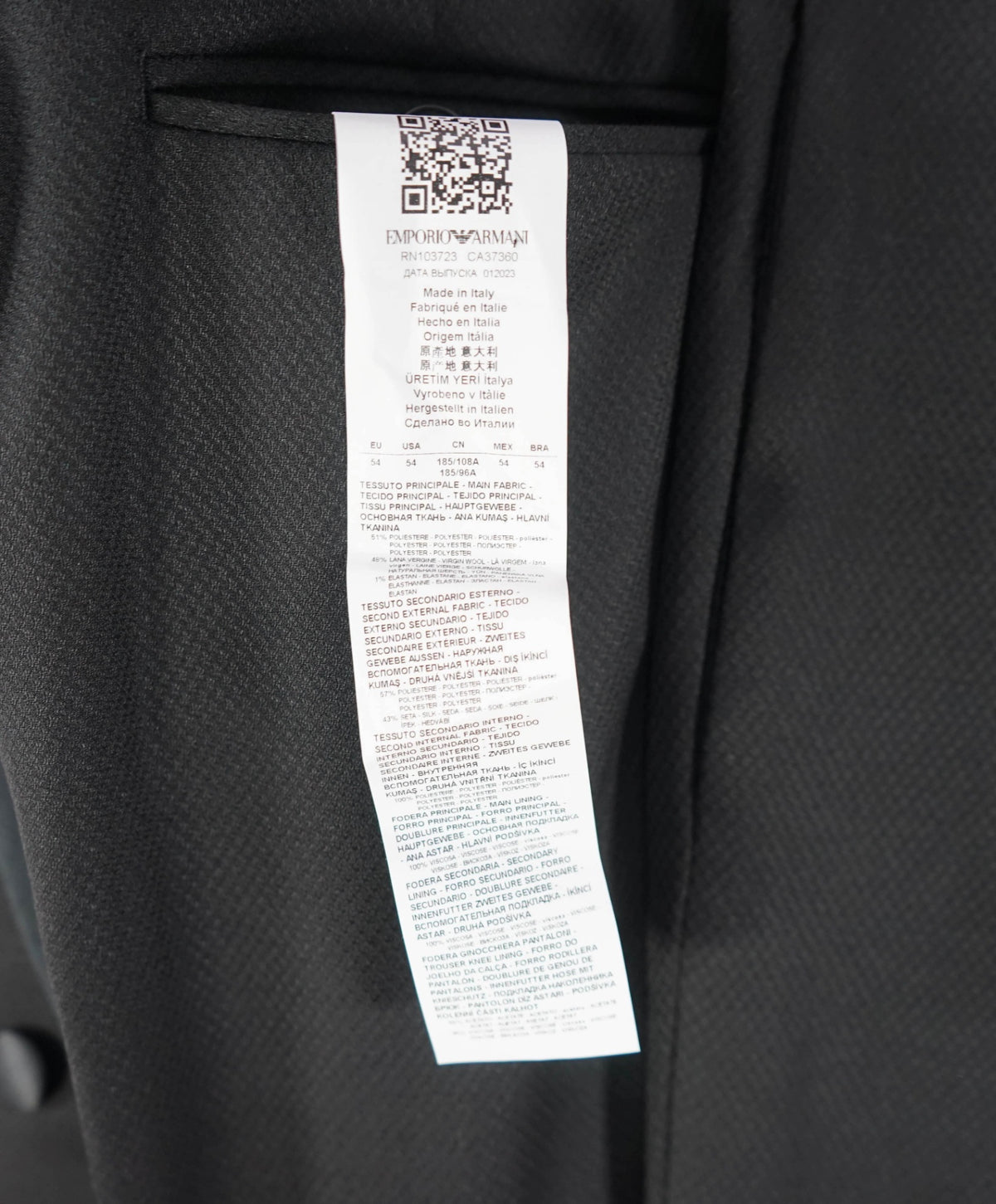 $2,495 EMPORIO ARMANI - Black Double Breasted Tuxedo - 44R