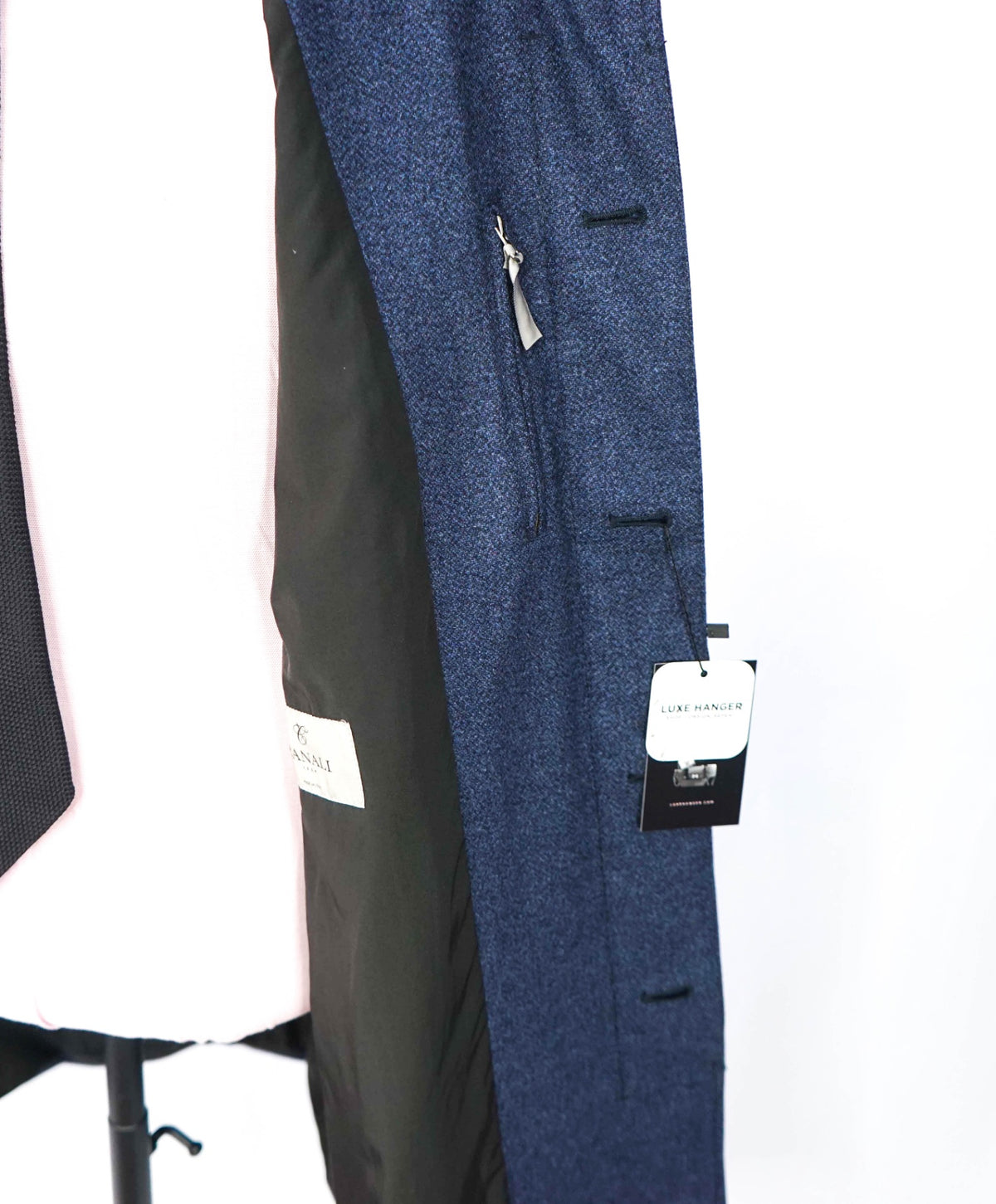 $2,720 CANALI - Navy Blue Cashmere Coat - 44R