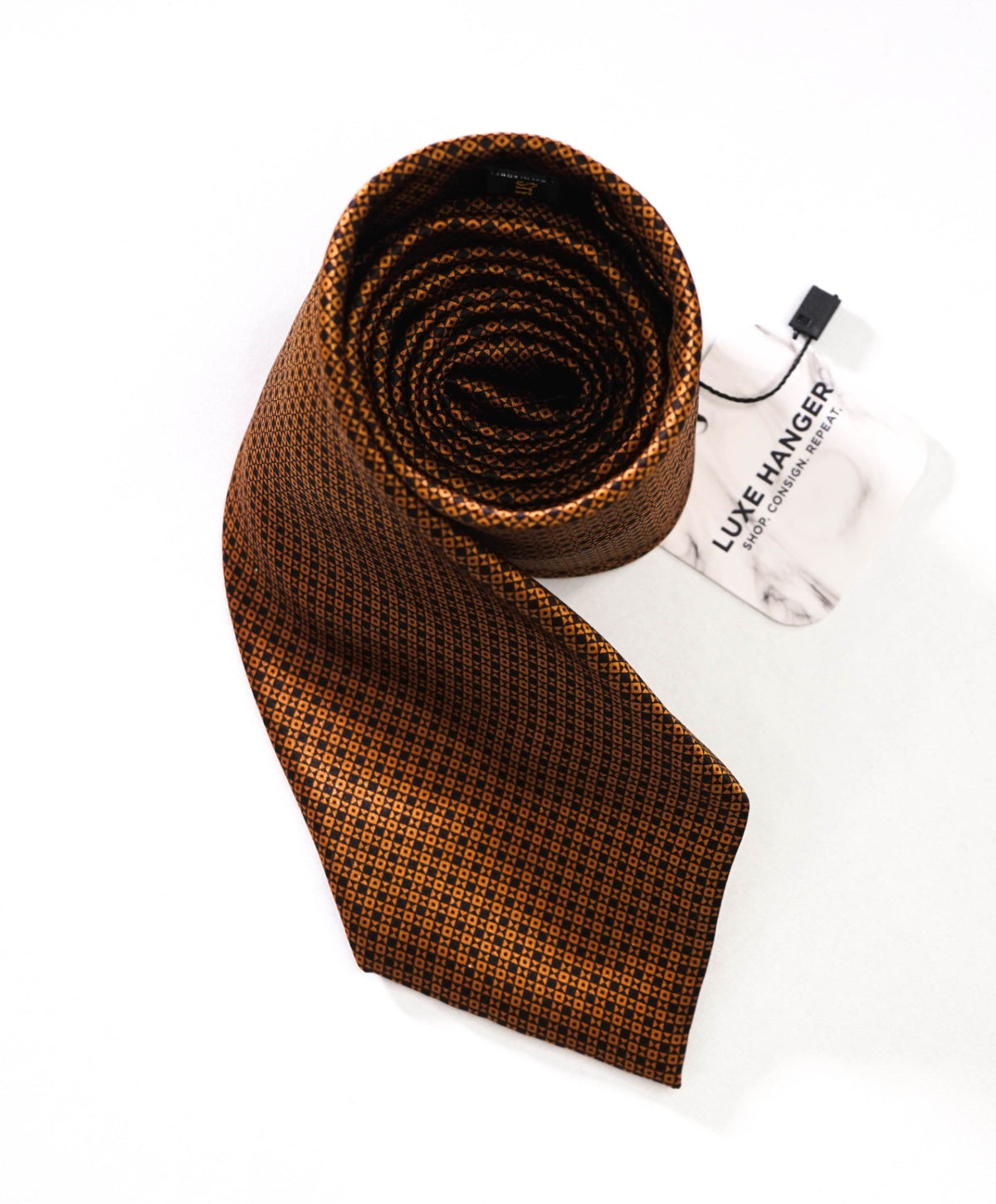 $350 STEFANO RICCI - Brown/Black Micro Geometric Pure Silk - 3.5" Tie