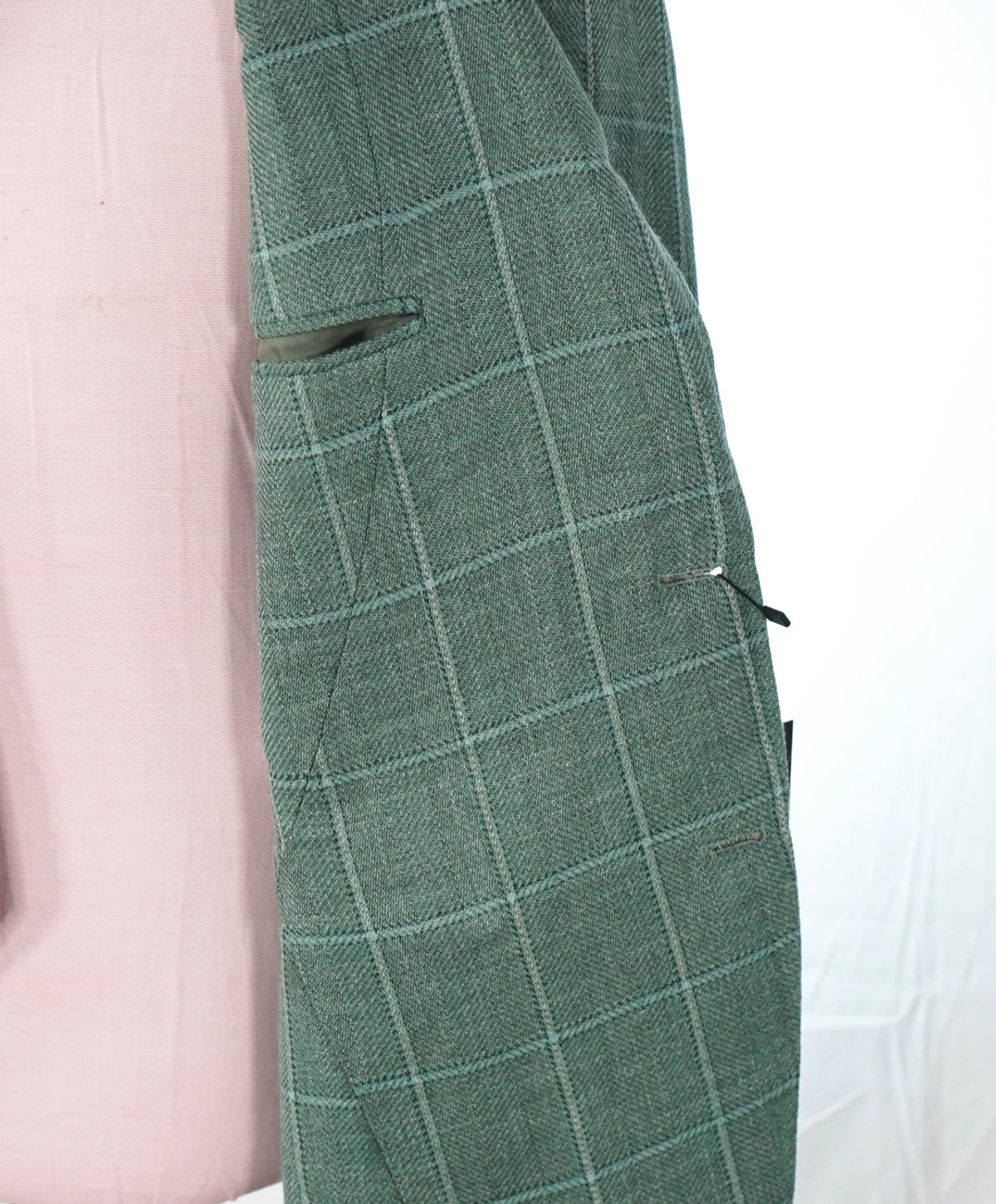 $2,095 CANALI Kei - Green Plaid Wool/Silk/Linen Blazer - 42R